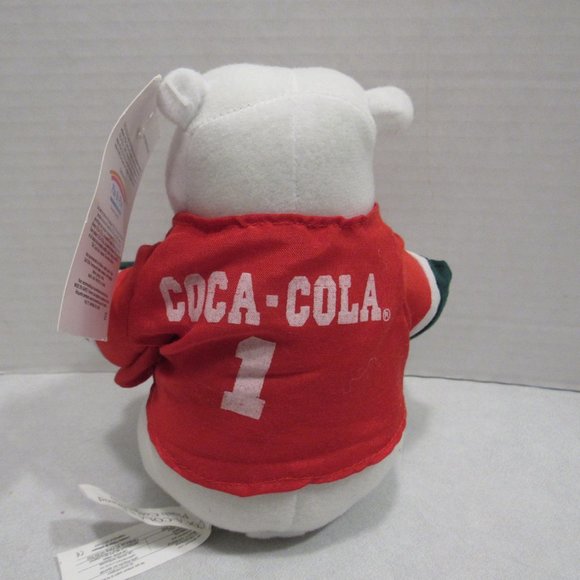 Coca Cola Polar Bear Plush 6.5" Red Jersey #1 Bottle 1999 with Tags - Picture 2 of 9